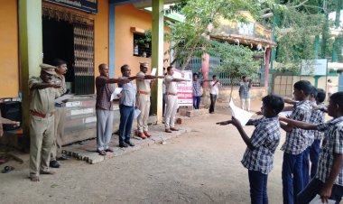 சமயநல்லூரில் காவல்துறை நடத்திய போதை ஒழிப்பு தின மாணவர்கள் பேரணி