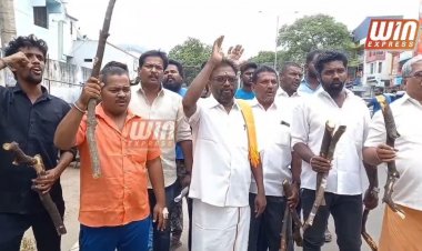 தேனி நகர் பகுதியில் போக்குவரத்துக்கு இடையூறாக இருந்த பல நூறு ஆண்டுகள் பழமை வாய்ந்த மரங்களை ஏலம் விடப்பட்டு வெட்டும் பணிக்கு எதிர்ப்பு தெரிவித்து இந்து எழுச்சி முன்னணியினர் போராட்டத்தில் ஈடுபட்டனர்.